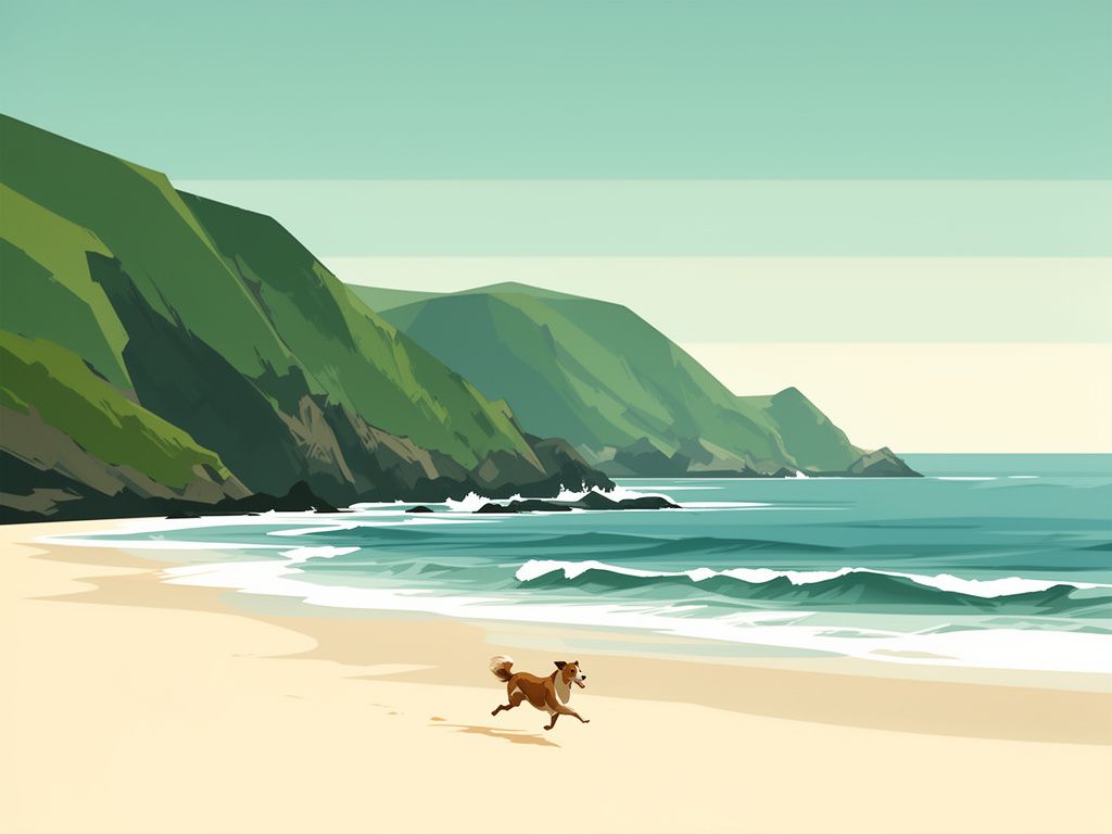 Playa de Cantabria con un perro